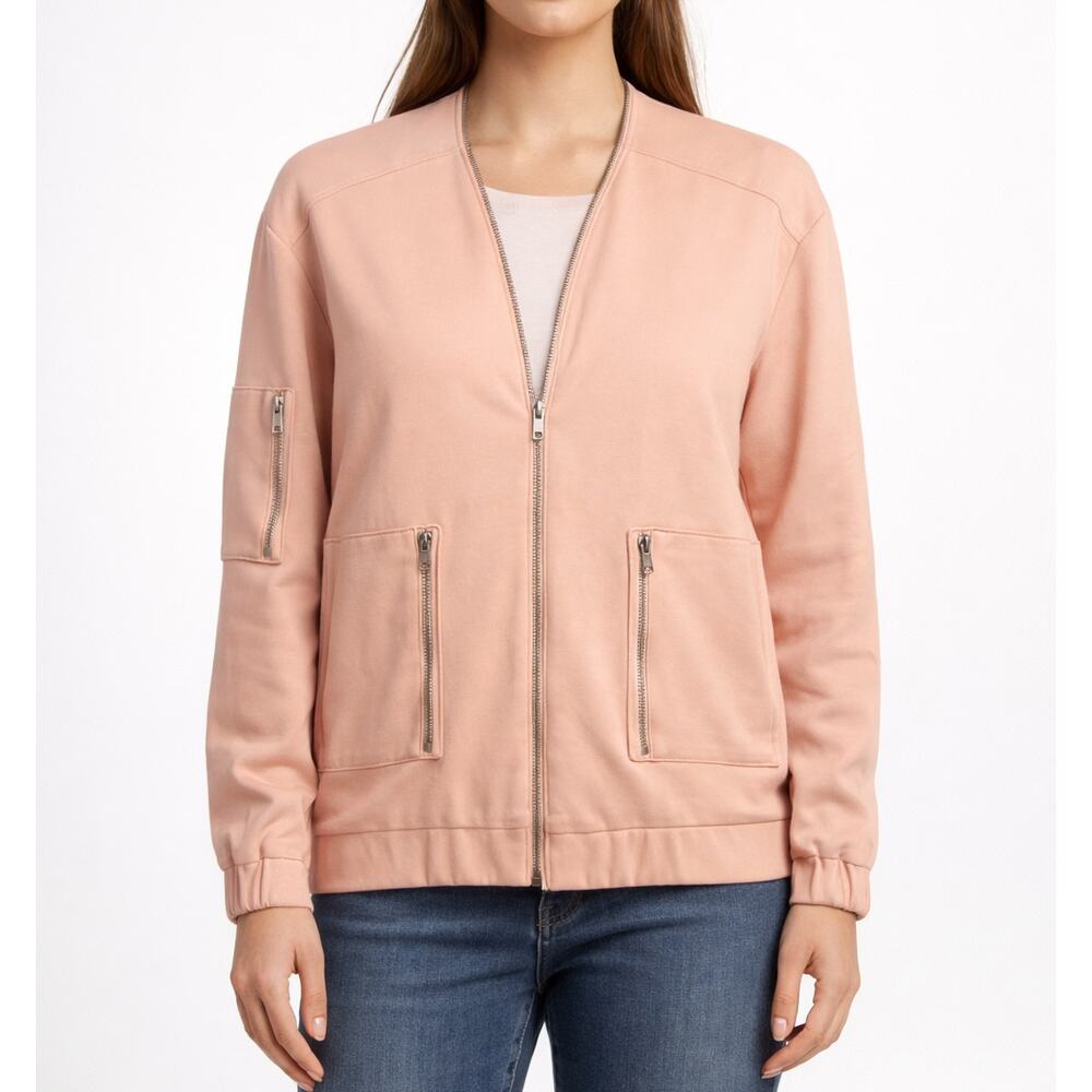 Tiger of Sweden Imani Bomber Jacket Zip Front Utility Style Blush Pink